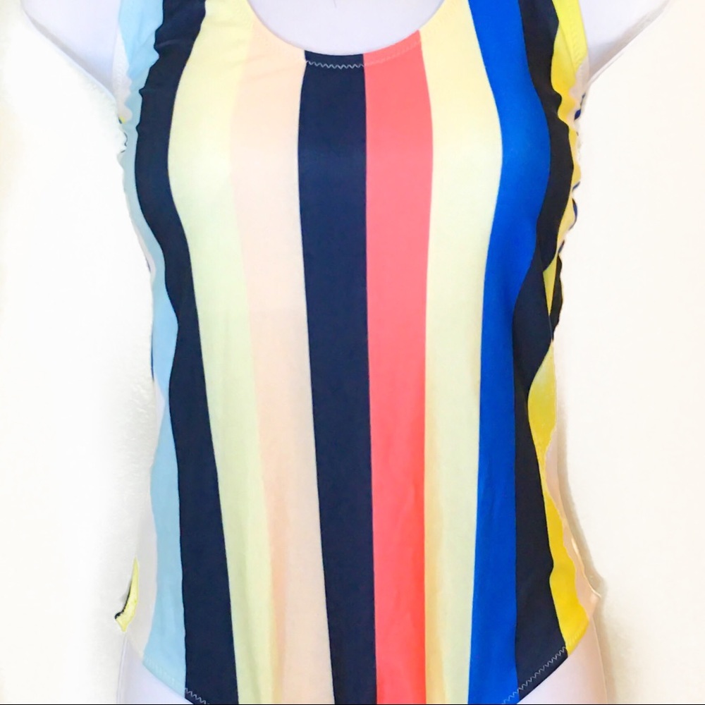 Summertime Striped Rainbow one piece swimsuit. - Picture 3 of 5